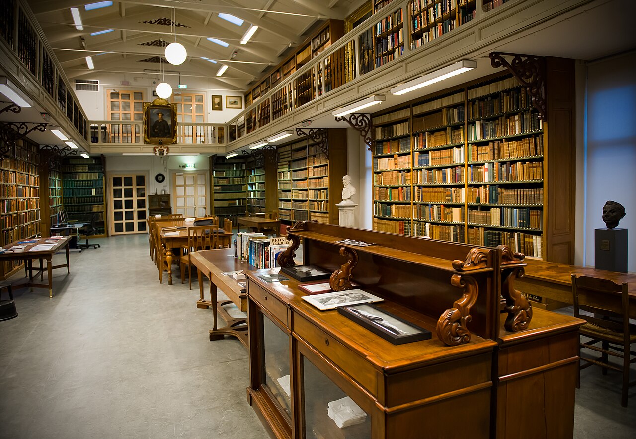 Artis Bibliotheek: столы-витрины под галереей